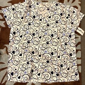 NWT scrub top hearts navy blue ceil nurse